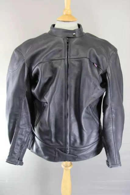 British Made Black Scott Leathers Biker Jacket With Shoulder/Elbow Armour 42-44"