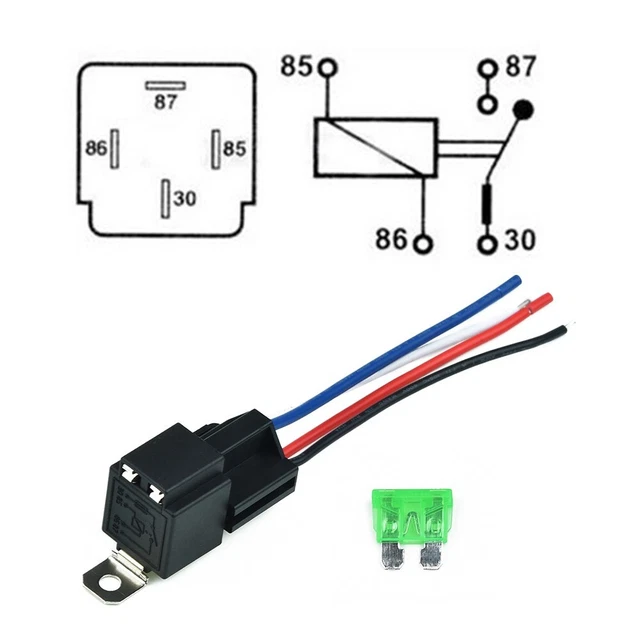 Relè SPST di lunga durata 12 V 30 A con base presa fili fusibile per esigenze a