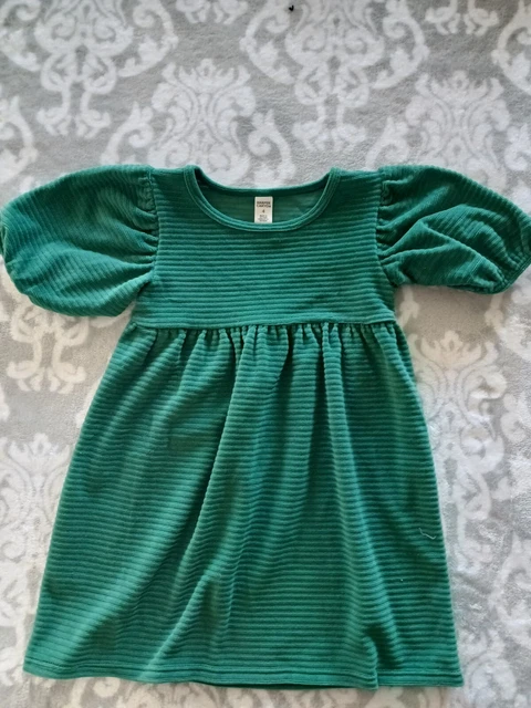 Harper Canyon Girl's Puff Sleeve Velour Green Dress Size 4