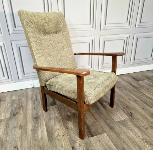 Vintage Mid-Century Easy Lounge High Back Arm Chair - Retro Scandi MCM Danish