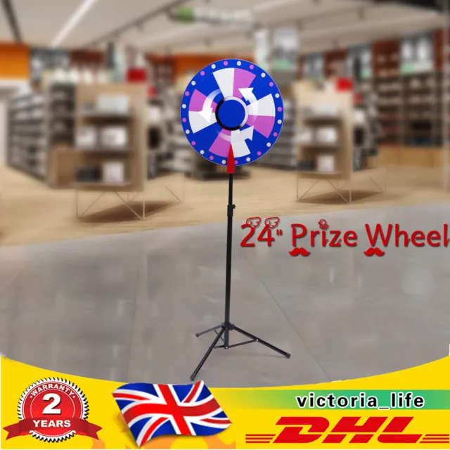 24" Prize Wheel Colors Fortune Spinning Game Party w/ Tripod Dry Erase Stand
