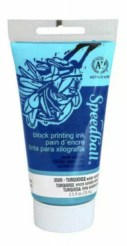 Speedball Water Soluble Block Printing Ink Turquoise 2.5 Ounces 2 1/2 Oz