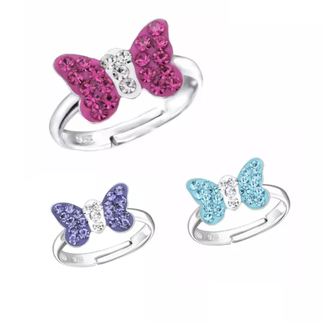 Kinder Ring Schmetterling  925 Silber Mädchen Fingerring Kinderschmuck