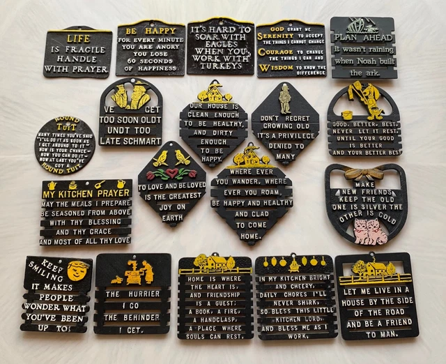NOS Amish Proverb Cast Iron Metal Trivet Wall Hanging Plaque Collection YOU PICK