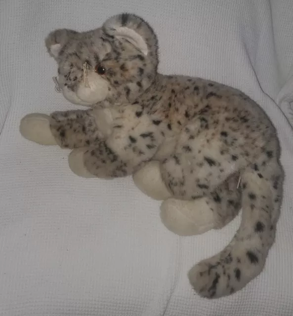 TY CLASSIC THOMAS  white snow LEOPARD beanbag 2001 spotted stuffed cat PLUSH