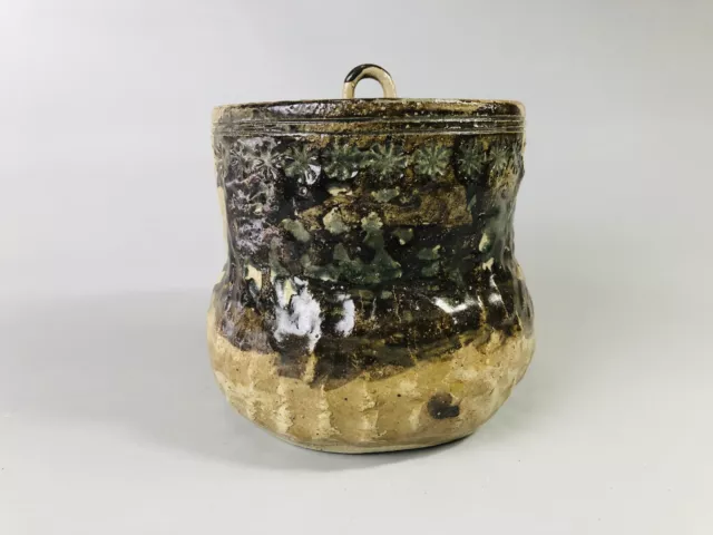 Y7009 MIZUSASHI Seto-ware water pot signed container Japan Tea Ceremony antique