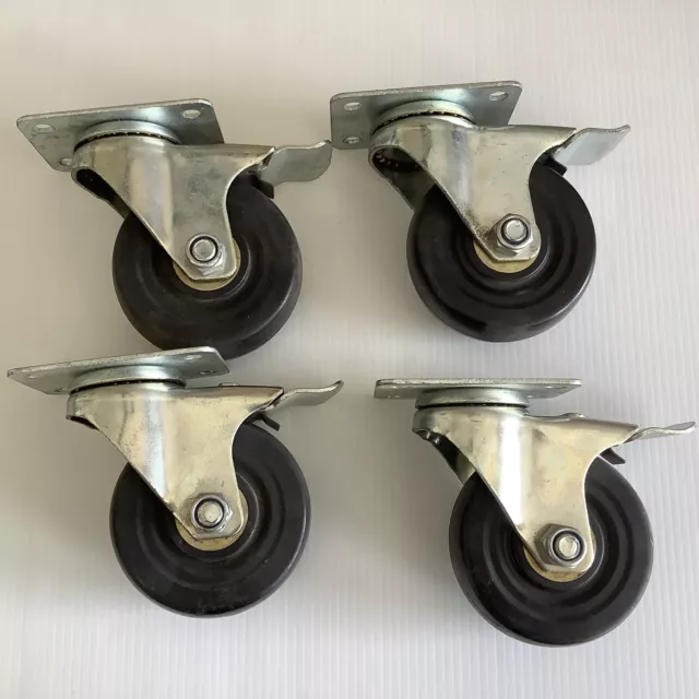 Rubber Swivel Locking Rolling Casters 4-3/4 " Tall