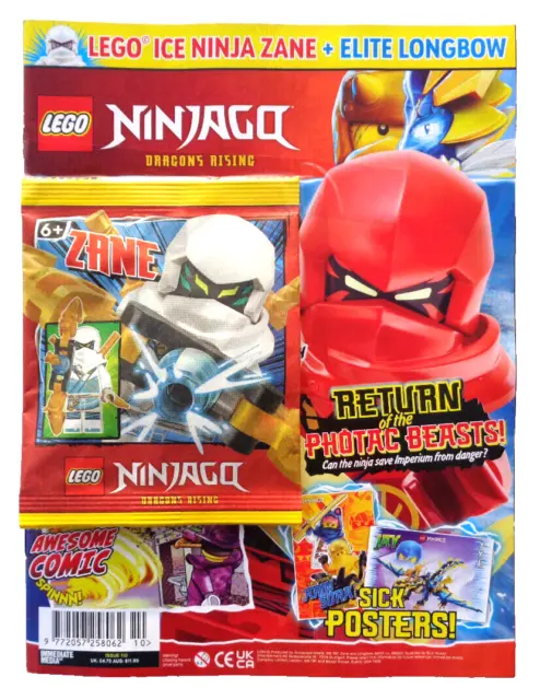 Lego Ninjago Magazine Issue #110 ~ New With Ice Ninja Zane & Elite Longbow!