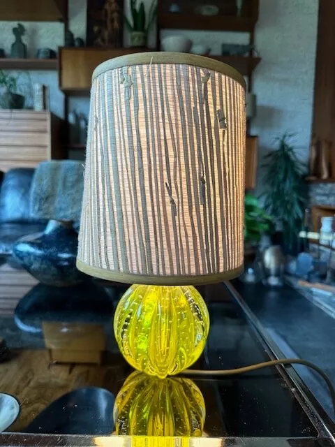 Vintage 1960s Large Murano Bullicante Lamp Base In Yellow - Rewired & PAT Tested