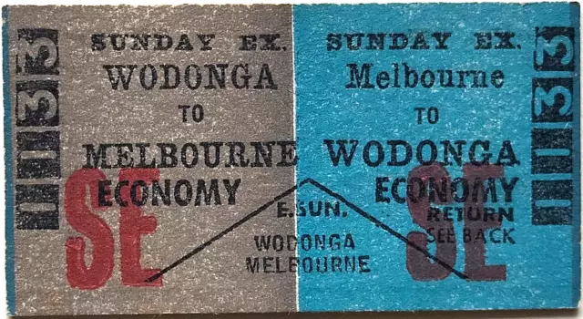 VR Ticket - WODONGA to MELBOURNE  -  Economy Sunday Excursion