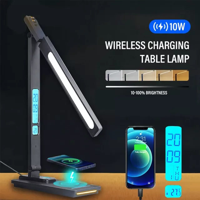 LED Desk Lamp with Wireless Charger Dimmable Eye-Caring Office Table Lamps Light