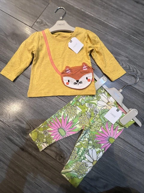 Pacchetto top e leggings outfit bambina Next 3-6 mesi NUOVO CON ETICHETTE