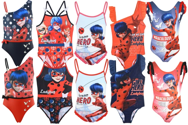 Miraculous Ladybug e Cat Noir - Costume da Bagno Intero Mare Piscina - Bambina