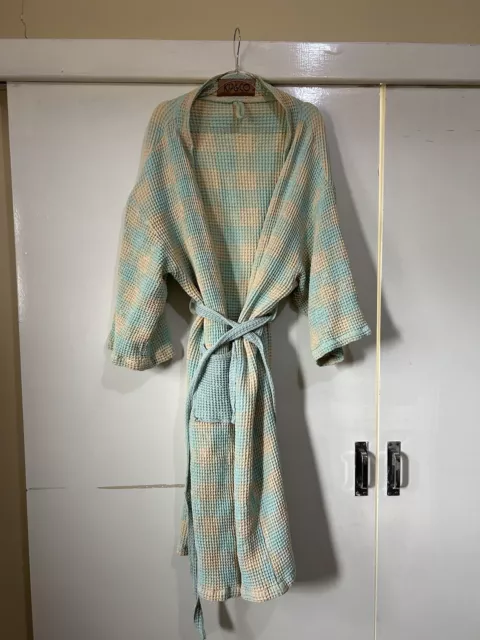 Womens KIP&CO Organic Cotton Waffle Bathrobe Dressing Gown ONE SIZE RARE RRP$179