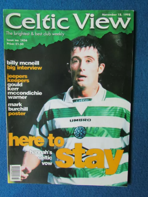 Celtic View Magazine - 18/11/98 - No 1456 - David Hannah Cover