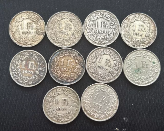 Lot of 1 Francs Switzerland silver 52g lot 3