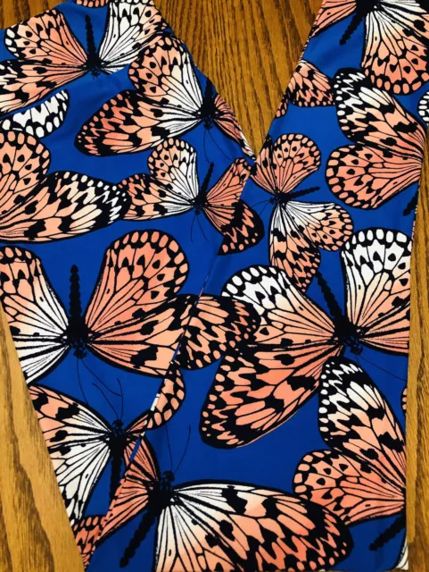 LULAROE OS LEGGINGS Monarch Butterflies Blue HTF Beautiful One Size Fits  2-10 $49.00 - PicClick