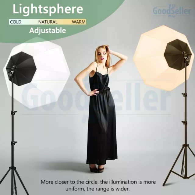 Studio Octagonal Dimmable LED Softbox Lighting Stand Photography Soft Box Kit 2