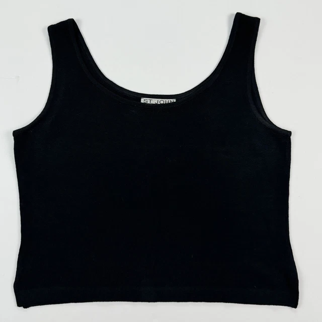 St. John Top $500+ BASICS Santana Knit Black Sleeveless Tank Top Shell Womens M St. John Top $500+ BASICS Santana Knit Black Sleeveless Tank Top Shell Womens M