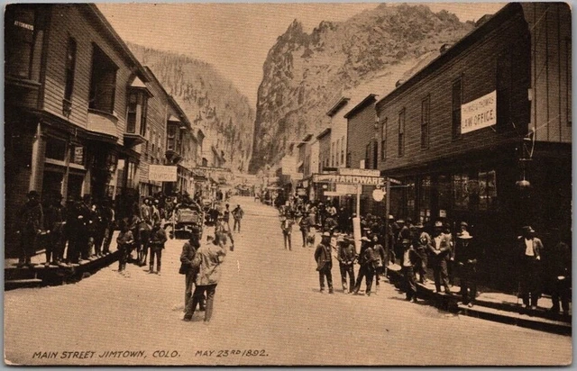 Vintage 1920s JIMTOWN, Colorado Postcard "MAIN STREET" Downtown Scene / UNUSED