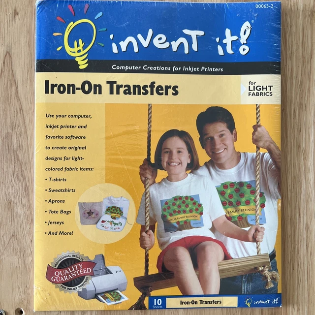 Invent It Iron-On Transfers for Light Fabrics 10 Sheets 00063-2 Inkjet.  (2)