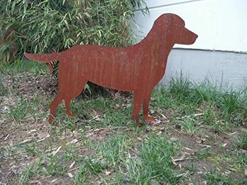 Zen Man Garten-Hund Aus Metall – Edelrost-Optik, Handgefertigte Skulptur (ca. 51x7x14 Cm)
