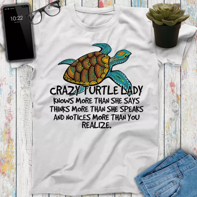 Crazy Turtle Lady Knows More Than She Says Cute Gift Sea Art Print Beach T Shirt