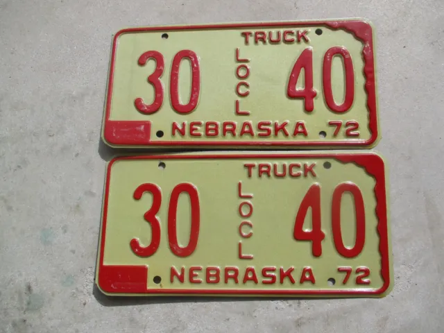 Nebraska 1972  LOCL Truck license plate  pair #  30   40