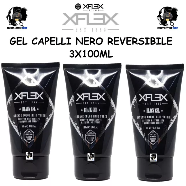 Gel Capelli Modellante Nero Uomo Xflex Black Gel 3X100Ml Copre I Capelli Grigi