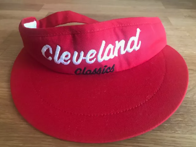 Nuevo Cleveland Clásicos Borde Ancho Golf Sol VISOR, Rojo