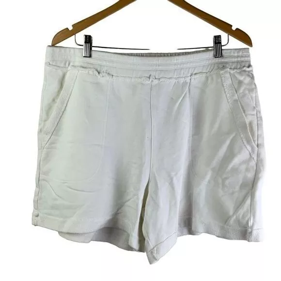 NICOLE MILLER IVORY TERRY Pull On Raw Edge Lounge Shorts Women's Size ...