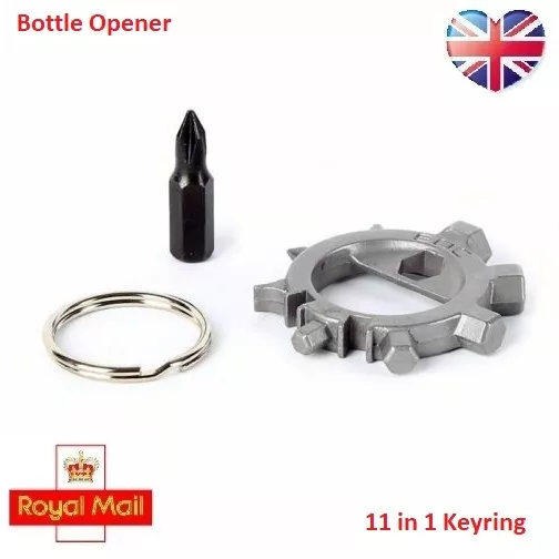 11-in-1 Multi-Function Steel EDC Tool Screwdriver Key Ring Bottle Opener UK