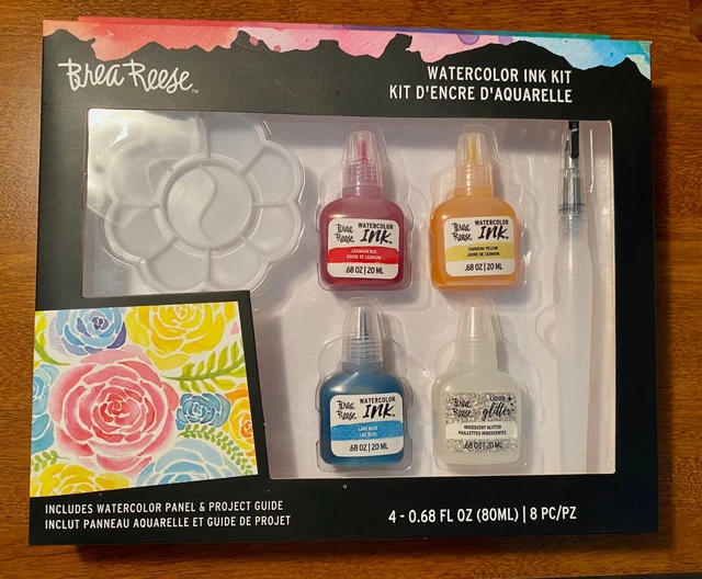 NUEVO Kit de tinta de acuarela Brea Reese 8 piezas 3 - 0,68 FL OZ acuarelas y 1 brillo