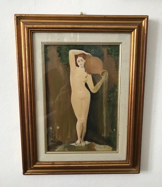 QUADRO INGRES LA SORGENTE. OLIO SU TELA Riproduzione '900 NO FIRMA Cornice 44x34