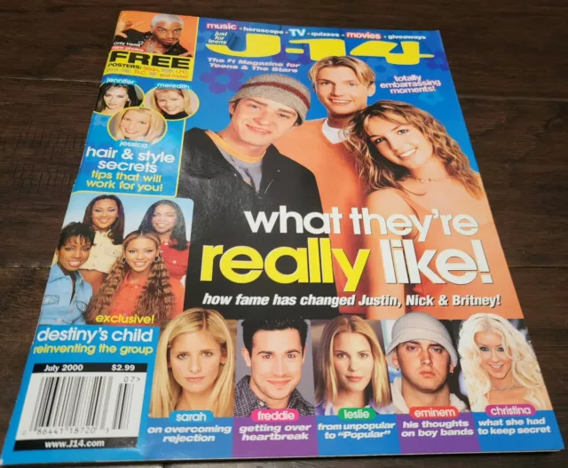 J-14 Magazine - Britney Spears, Justin Timberlake, Nick Carter - July 2000