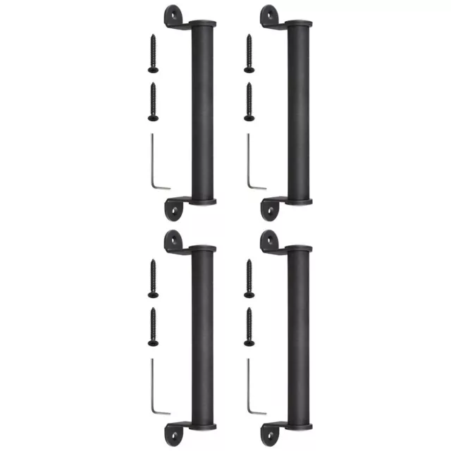 4pcs Matte Black 10" Sliding Barn Door Cylindrical Handle Cast Iron Pull Gate