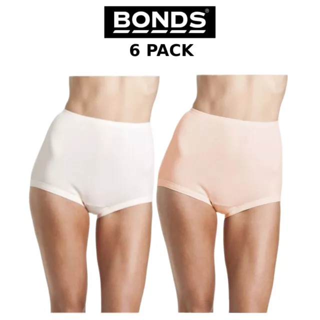 Womens Bonds Full Brief Satin Touch Cottontails High Waist Knickers 6 Pack W012