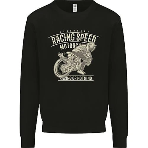 Motorcycle Racing Biker Skull Motorbike Kids Sweatshirt Jumper