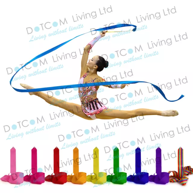 4M Dance Gym Ribbon Rhythmic Art Gymnastic Streamer Baton Twirling Rod UK