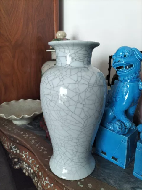 Vintage Chinese Crackle Glazed Porcelain Large Vase