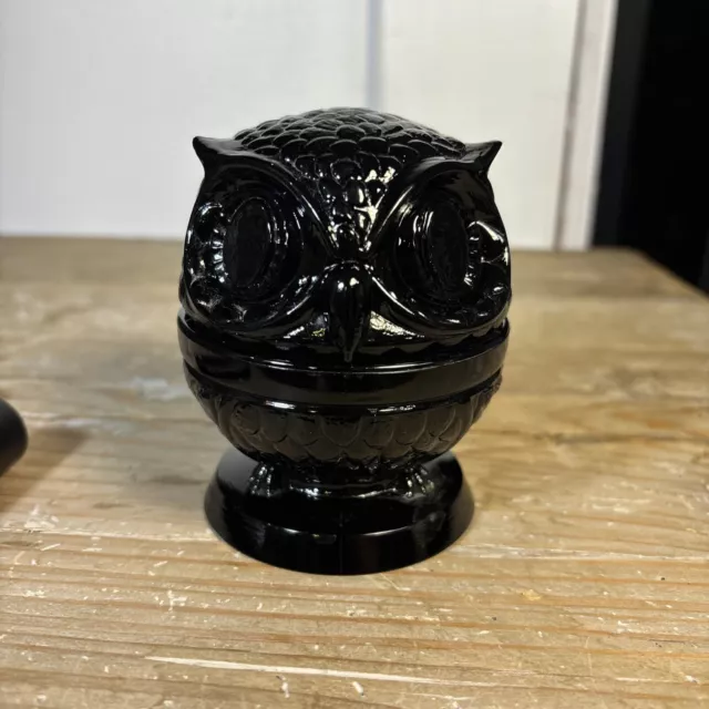 Vintage Fenton Black  Wise Owl Decision Maker Swivel Head Ring Holder Mcm