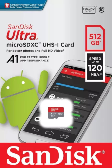 Tarjeta de memoria SanDisk Ultra 512 GB microSDXC UHS-I [Versión anterior]