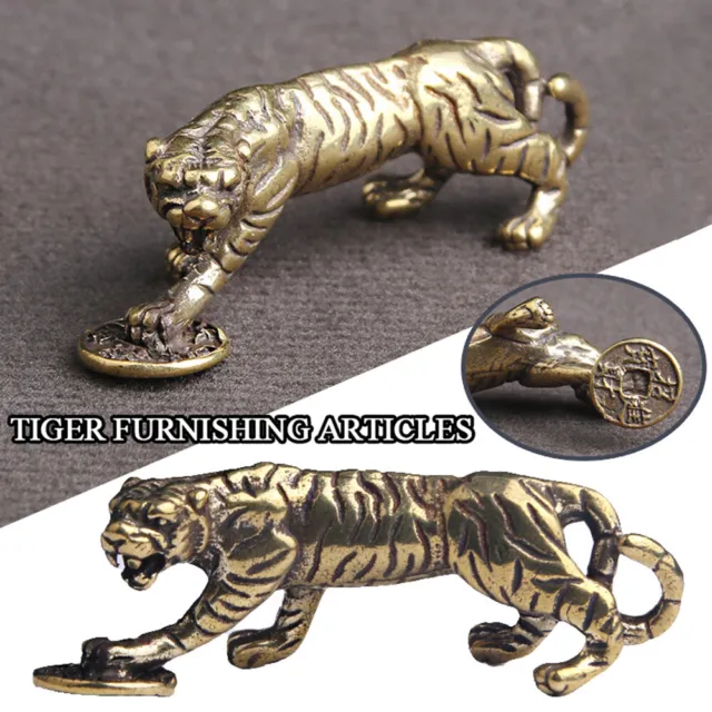 Solid Brass Tiger Figurines Statue Animal Figurines Tiger Keychains Pendant Gift