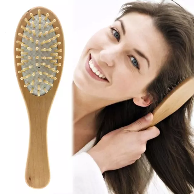 Wooden Natural Bamboo Hair Vent Brush Keratin Care Massager Wood Massage Comb TB 3