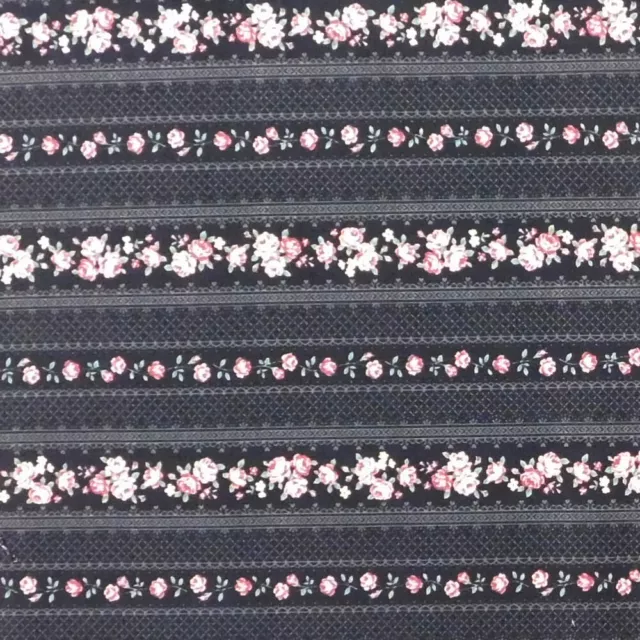 Quilting Patchwork Sewing Fabric Black Pink Roses Border 50x55cm FQ