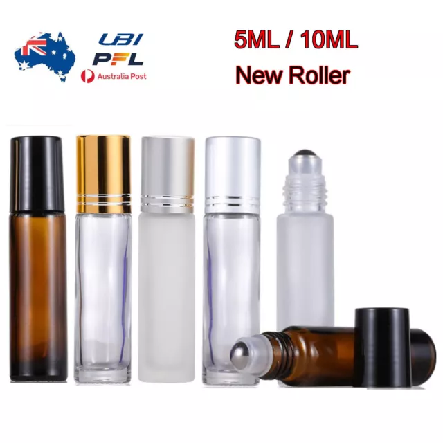 UP 300X 10ml Glass Roll on Bottles Perfume Essential Oils Roller Refillable 5ml