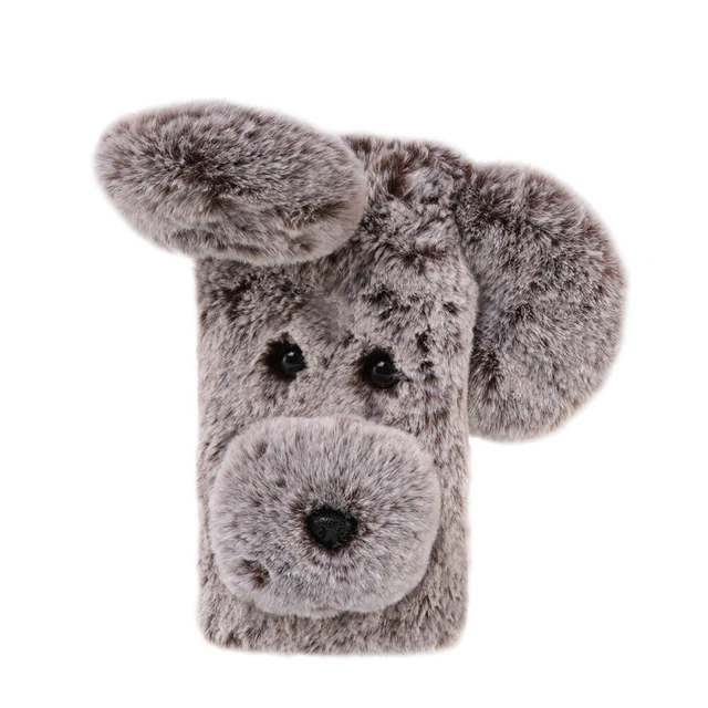 Coque pour téléphone Coque souple en peluche pour chien Mignon Mode Hiver