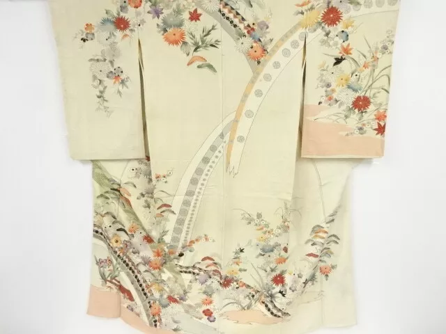 39012# Japanese Kimono / Antique Kimono / Pine With Ume & Flower