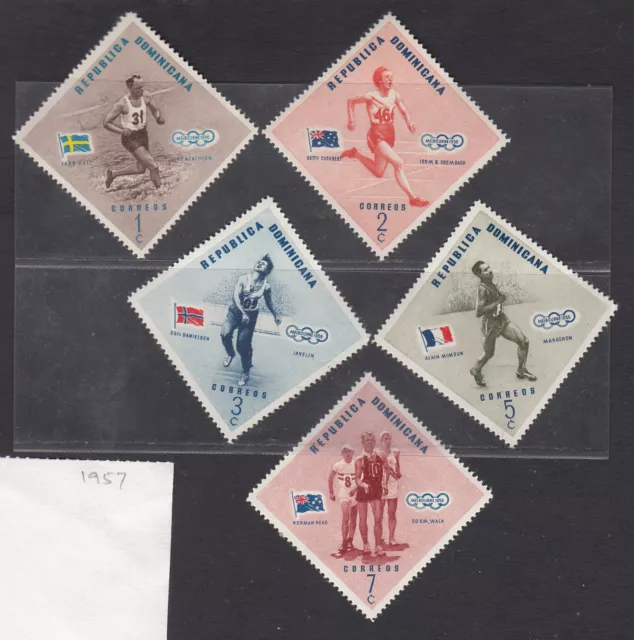 DOMINICAN REP. 1957 MELBOURNE AUSTRALIA OLYMPIC GAMES 5v FINE MINT STAMPS