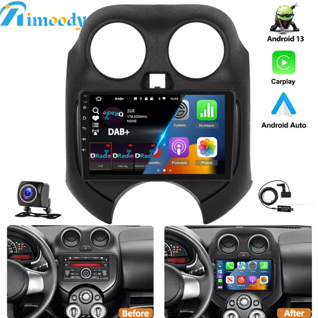 DAB+ Android 13 CarPlay Autoradio 32GB GPS Navi für NISSAN MICRA 4 K13 2010-2016